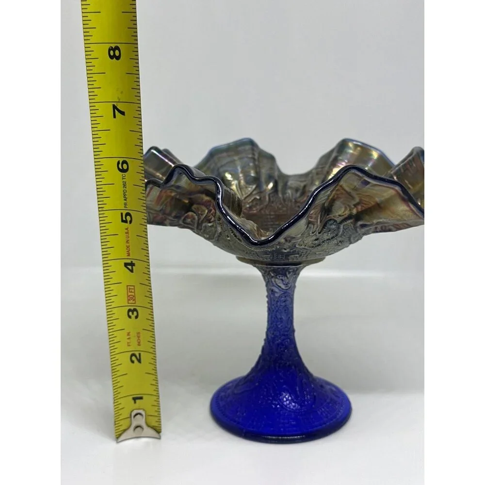 VTG‎ Fenton Persian Medallion Carnival Glass Compote Iridescent Pedestal Dish 6